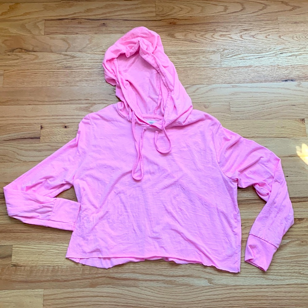 Pink hooded long sleeve shirt size small